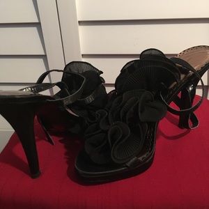 Black Satin 3bow low platform